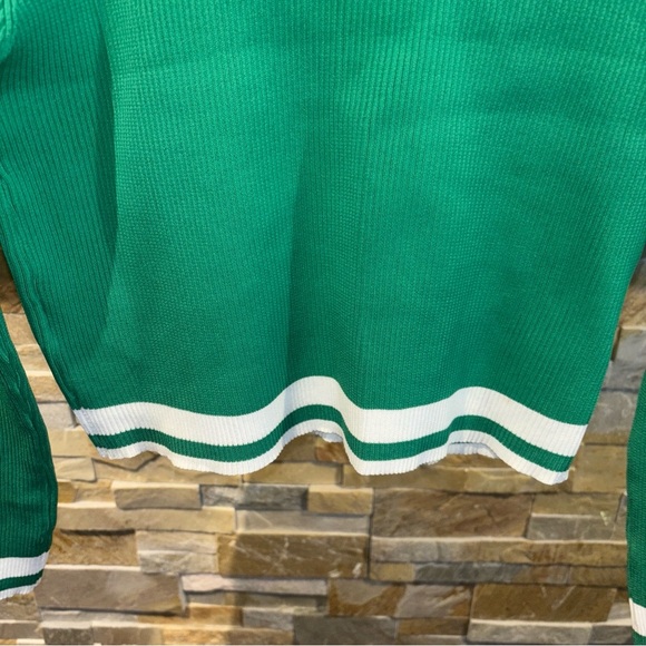 JOLIE & Joy  GREEN XL  JR. MONOGRAM A RIBBED CROPPED PREPPY PULLOVER - Picture 12 of 13